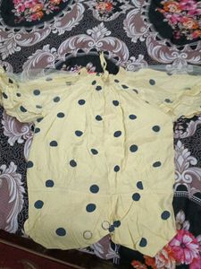 Cute Yellow Polka Dot Baby Romper