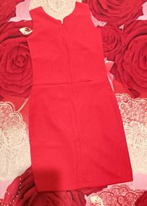 Vibrant Red Sleeveless Sheath Dress