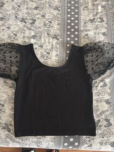 Black Puff Sleeve Top