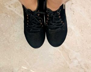 Black Platform Lace-Up Boots