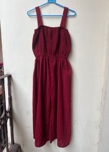 Chic stylish Maroon Smocked Jumpsuit