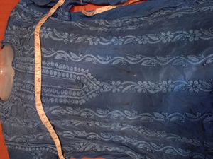 UNIQUE Chikankari Blue Short Anarkali Co-ord Set
