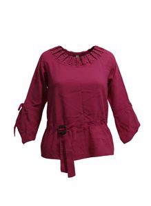 Maroon Bell Sleeve Kurta