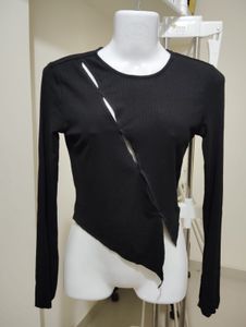 Size-S Chic Black Cutout Long Sleeve Top