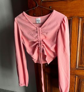 Pink Ruched Long Sleeve Top🎀