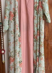 Floral Print Maxi Dress with Cape