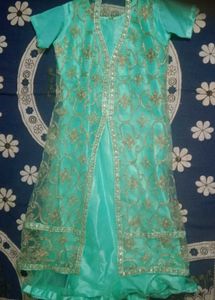 Mint Green &amp; Gold Embroidered Dress