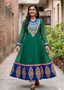 Elegant Green Embroidered Anarkali