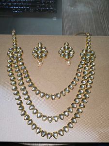 3 layer real meenakari necklace