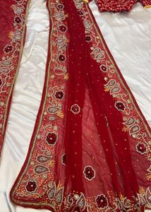 Red Embroidered saree with blouse