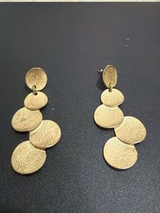 Gold Tone Layered Disc Earrings