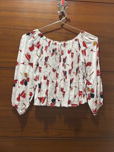 Chic Floral Smocked Off-Shoulder Top