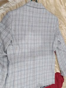 Men's Light Gray Plaid Blazer