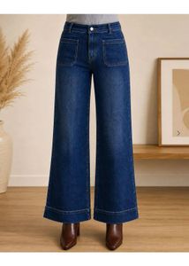 Classic Blue Denim Wide Leg Jeans