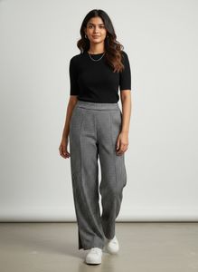 Tailored Houndstooth Wide Leg Trouser
