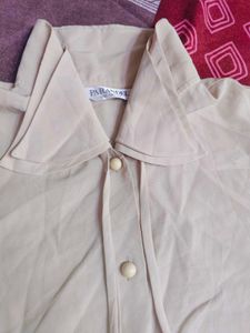 Classic Beige Button-Up Blouse