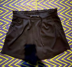 Black Paperbag Waist Shorts
