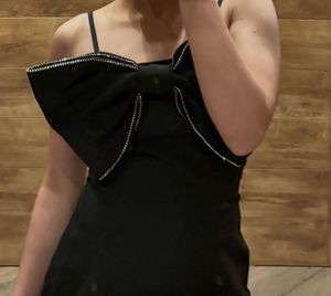 Chic Black Mini Dress with Bow Detail