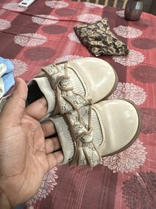 Cute Cream Bow Ballerinas