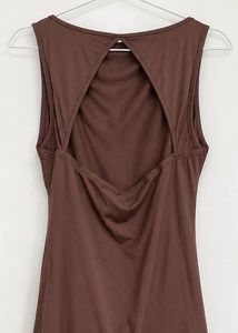Chic Brown Sleeveless Mini Dress