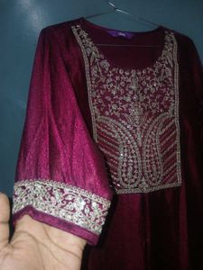 Libas Purple kurta with embroidery yoke
