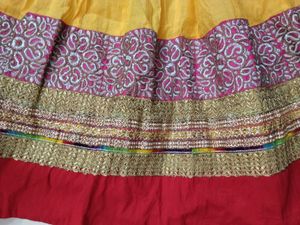 Designer Yellow &amp; Red Anarkali Gown with bandhni d