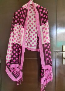 Pink & Black Polka Dot Stole