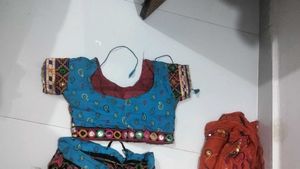 garba dress sky blue  Lehenga Choli Set