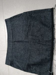Distressed Denim Mini Skirt