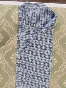 Stylish Blue Geometric Print Men's short kurta