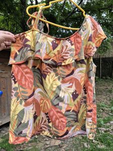 Boho Tropical Leaf Print Top
