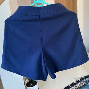 Navy Blue Button-Front Skort