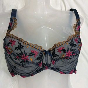 🪔 Embroidered Mesh Balconette Bra