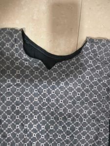 Stylish chikankari Grey &amp; Black Kurta