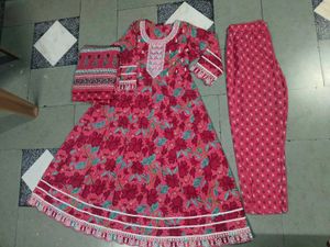 Women's Pink Floral Kurta Set
