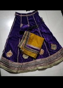 Elegant Purple Velvet Lehenga Choli