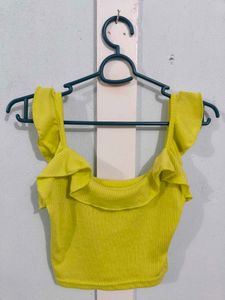 Lime Green Ruffled Crop Top