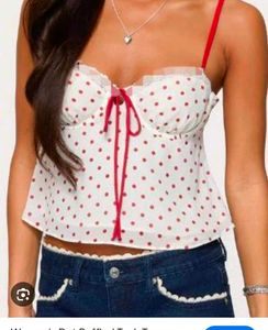 White Polka Dot Ruffle Cami Top