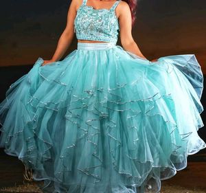 Aqua Two-Piece Party Lehenga