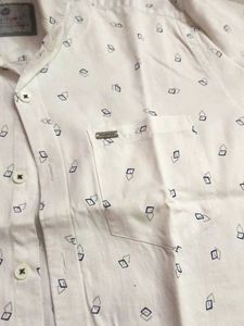 Men's White Printed Casual Shirt