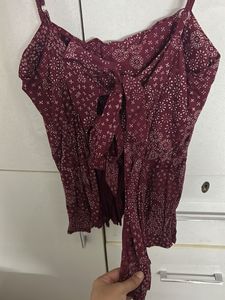 Maroon Floral Spaghetti Strap Top