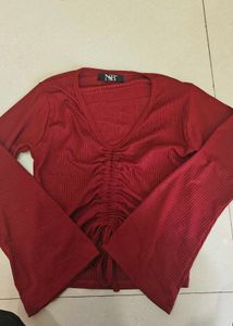 Chic Ruched Bell Sleeve Crop Top🥀