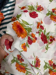 Vibrant Floral Print Dress Material