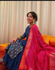 Elegant Blue &amp; Pink Kurta Set