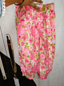 Funky Pink Fruit Print Ruffled top and pant
