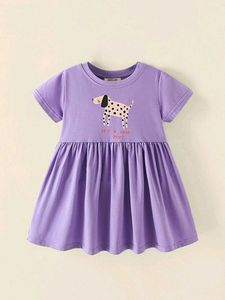 Free Clip 💜Cute Dog Print Lavender Dress