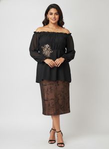 Elegant Black Embroidered Blouse