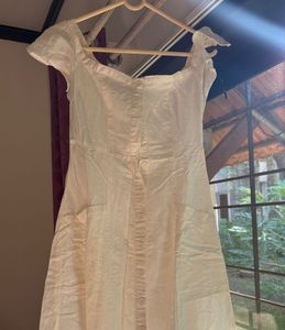 White Off-Shoulder Dress Linen