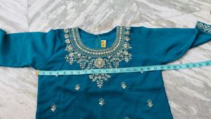 Teal Embroidered Kurta Set