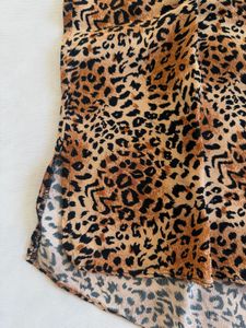 Leopard Print Tie-Neck Top